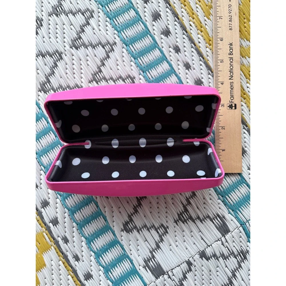 Betsey Johnson Hot Pink Hard Shell Sunglasses Case Polka Dot Interior